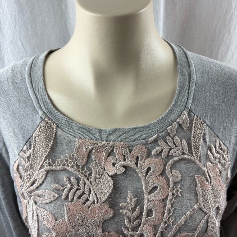 Anthropologie Eva Franco Manor Lace Appliqué Sweatshirt M - Picture 8 of 12